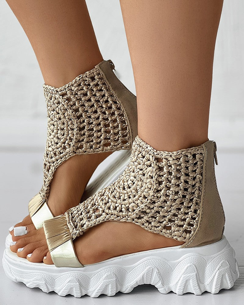 Knitted Wedge™ - Geflochtene geometrische Keilsandalen