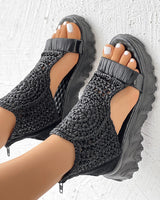 Knitted Wedge™ - Geflochtene geometrische Keilsandalen