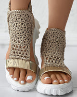 Knitted Wedge™ - Geflochtene geometrische Keilsandalen