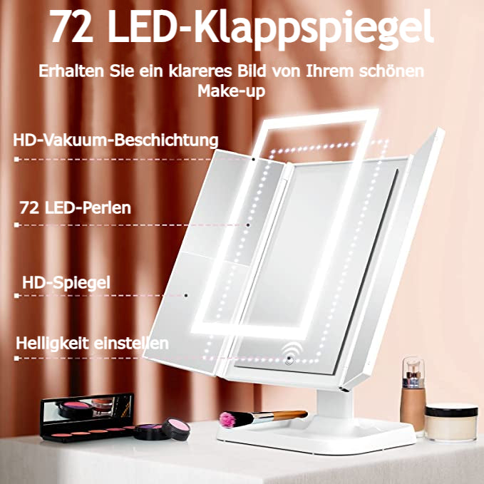Vanity Mirror™ |  Dreifaltiger Make-up-Spiegel mit dreifarbiger LED-Beleuchtung