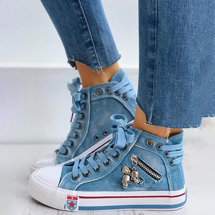 Halle Schuhe - Denim Skull Punk-Leinwandschuhe