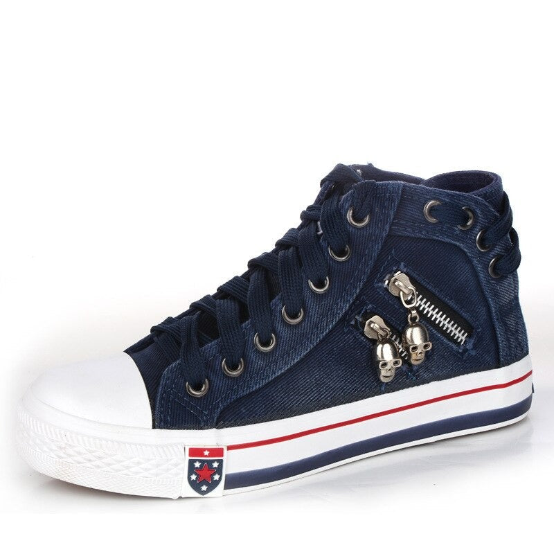 Halle Schuhe - Denim Skull Punk-Leinwandschuhe