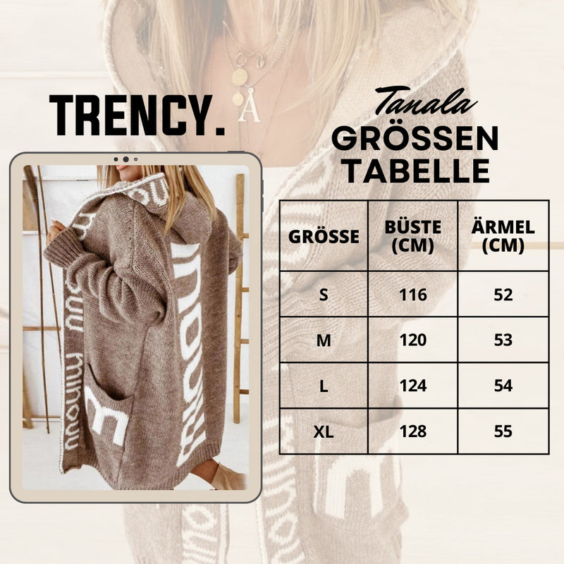 Tanala Strickjacke - Drucktasche Winter-Kapuzen-Strickjacke